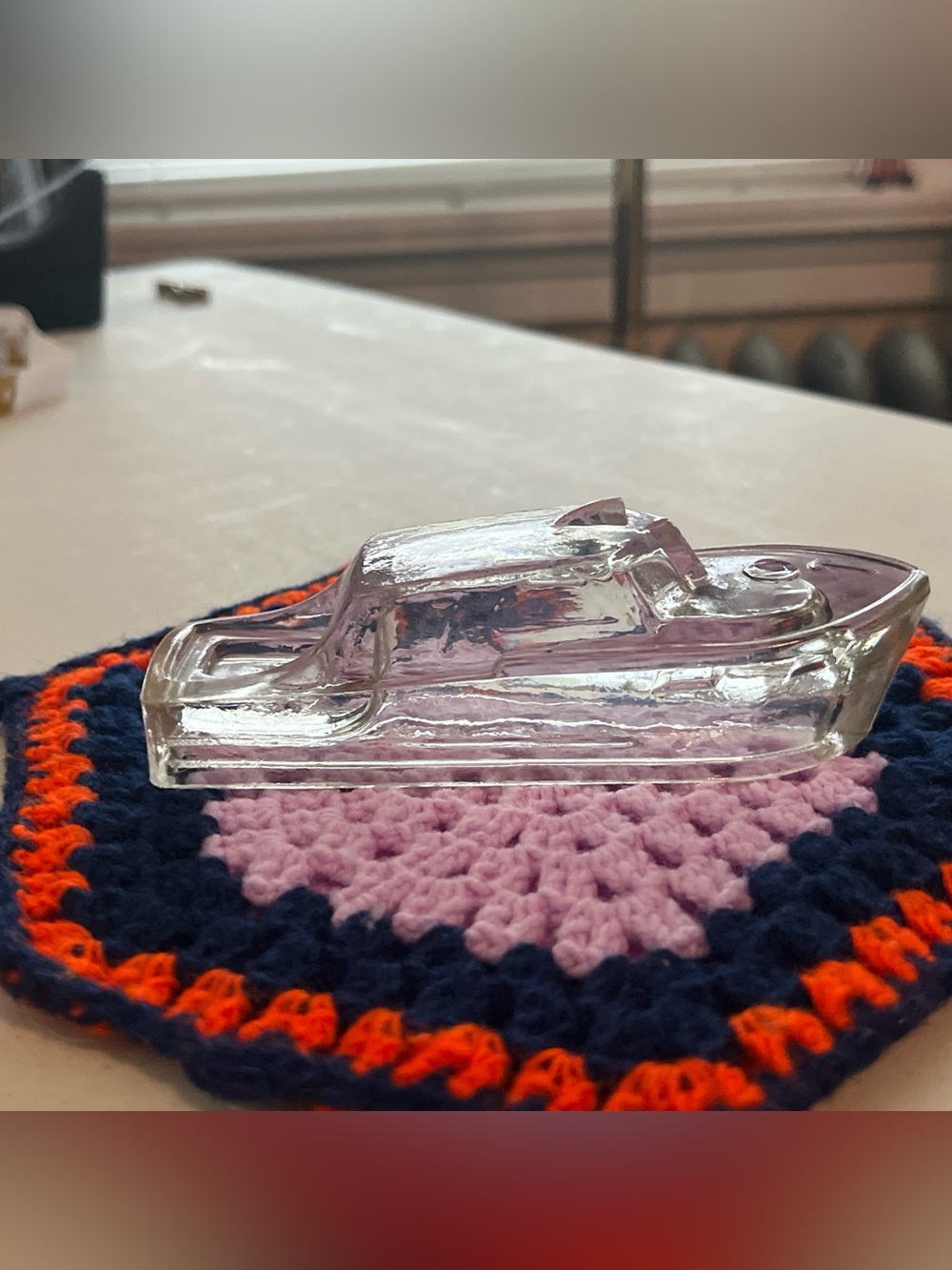 Vintage Clear Glass WWII PT Cruiser Candy Figurine